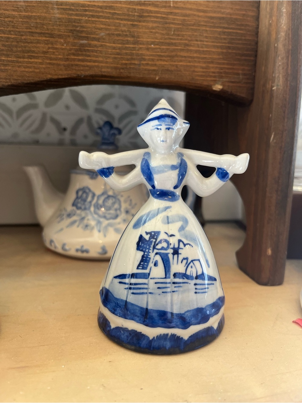 Blue and White Delft-Style Ceramic Figurine